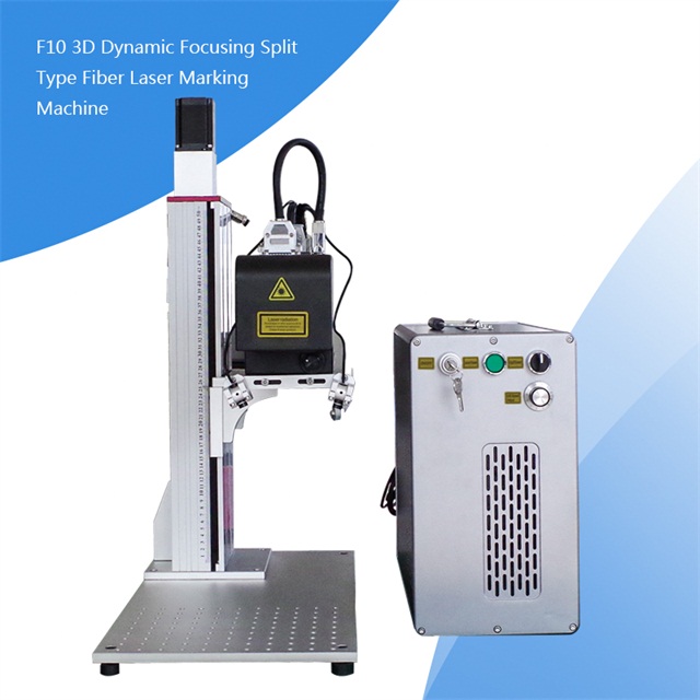 Máquina de marcação a laser de fibra portátil estilo split 3D Dynamic Focus 50w para superfície curva, marcação de relevo e marcação 3D